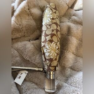 Coach Floral & Signature Pattern Umbrella on White, Tan, & Brown